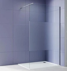 Душевая перегородка Aquatek Walk-in AQ.WI.140.3GM 140*200 с держателем L/R профиль оружейная сталь, стекло прозрачное с матовой полосой без поддона