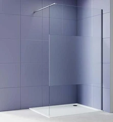 Душевая перегородка Aquatek Walk-in AQ.WI.100.3GM 100*200 с держателем L/R профиль оружейная сталь, стекло прозрачное с матовой полосой без поддона