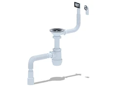 Сифон для одночашевой кухонной мойки АниПласт Грот A0145DIY с переливом и гибкой трубой 40х40/50 мм