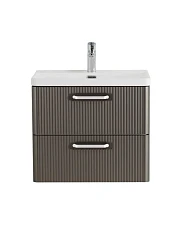 Тумба с раковиной BelBagno Дуэ/Due 50 оружейная сталь, ручки белые