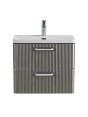 Тумба с раковиной BelBagno Дуэ/Due 60 сатин, ручки белые