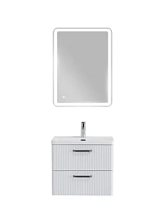 Комплект мебели BelBagno Дуэ/Due 60 белый металлик, ручки матовый темный никель