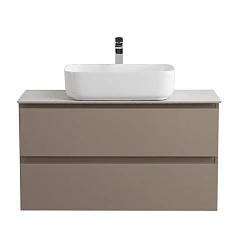 Тумба с раковиной BelBagno Крафт/Kraft 100 бежевая матовая со столешницей Bianco Opaco