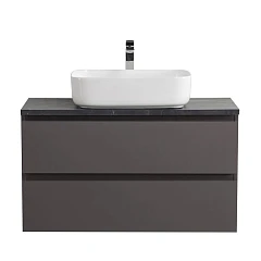 Тумба с раковиной BelBagno Крафт/Kraft 100 темно-серая матовая со столешницей Marmo Nero Opaco