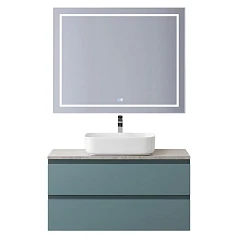 Комплект мебели BelBagno Крафт/Kraft 100 голубой матовый со столешницей Marmo Grigio Lucido