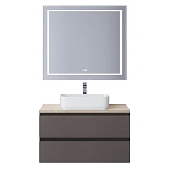 Комплект мебели BelBagno Крафт/Kraft 100 темно-серый матовый со столешницей Marmo Crema Opaco