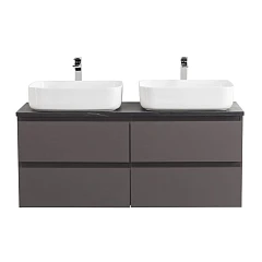 Тумба с раковиной BelBagno Крафт/Kraft 120 с четырьмя ящиками темно-серая матовая (столешница Marmo Nero Opaco)