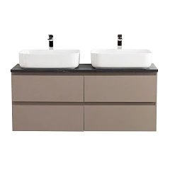 Тумба с раковиной BelBagno Крафт/Kraft 120 с четырьмя ящиками бежевая матовая (столешница Marmo Nero Opaco)