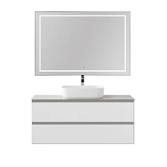 Комплект мебели BelBagno Крафт/Kraft 120 с двумя ящиками Bianco Opaco (столешница Cemento)