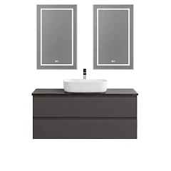 Комплект мебели BelBagno Крафт/Kraft 120 с двумя ящиками темно-серый матовый (столешница Marmo Nero Opaco)