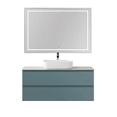 Комплект мебели BelBagno Крафт/Kraft 120 с двумя ящиками голубой матовый (столешница Cemento)
