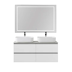 Комплект мебели BelBagno Крафт/Kraft 120 с четырьмя ящиками Bianco Opaco (столешница Cemento)