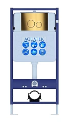 Система инсталляции Aquatek для унитазов Standart 50 INS-0000012 50*113 + звукоизоляционная прокладка, клавиша золото мат