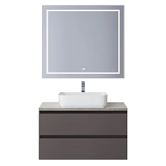 Комплект мебели BelBagno Крафт/Kraft 80 темно-серый матовый (столешница Marmo Grigio Lucido)