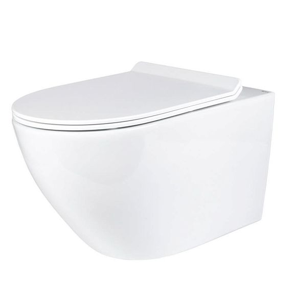 Подвесной унитаз Bond Oval F01-10Long 36*53,5  безободковый удлиненный с крышкой- сиденьем микролифт