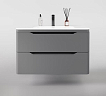 Тумба под раковину Style Line Марелла Люкс 90 подвесная серая матовая Тумба под раковину Style Line Марелла Люкс 90 подвесная серая матовая