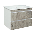 Тумба под раковину Runo Манхэттен 75 серый бетон/белый
