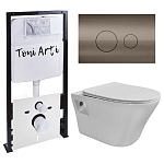 Комплект инсталляции Toni Arti Lamoli, клавиша смыва Baglio Nikel Brush