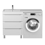 Тумба под раковину Uperwood Tanos 60 белая под стиральную машину 3 ящика, напольная