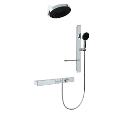 Душевой комплект Black & White Gravity GH-9025-C с термостатом и изливом хром, кнопочный переключатель скрытый монтаж